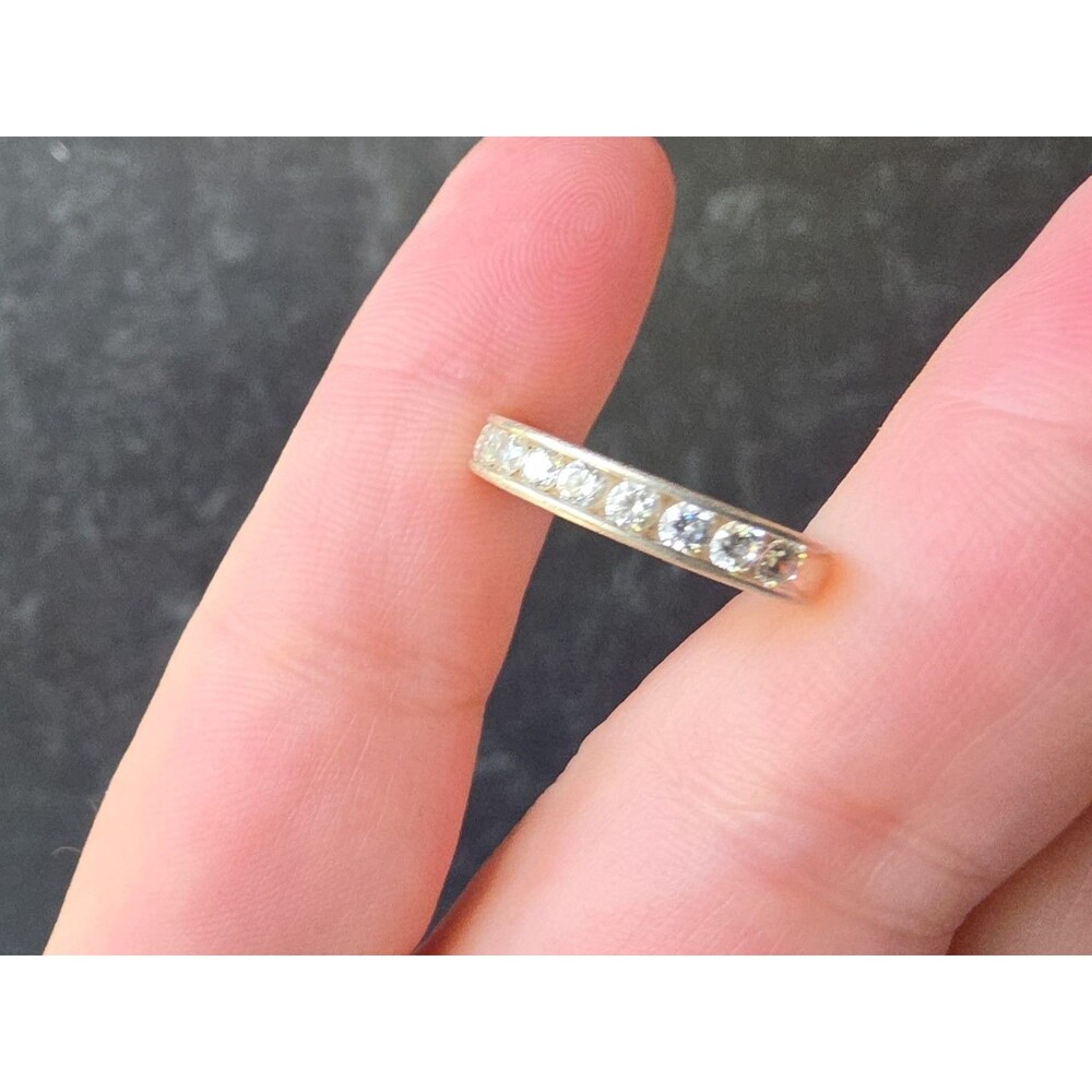 925 Sterling Silver CZ Band Ring, Size US 5 Vintage